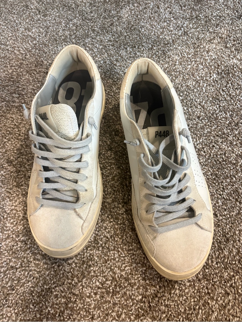 P448 Light Gray Suede & Leather Low-Top Sneakers